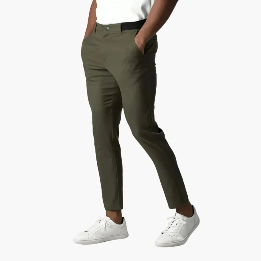 Pantaloni chino da uomo elastici con cintura e gamba dritta