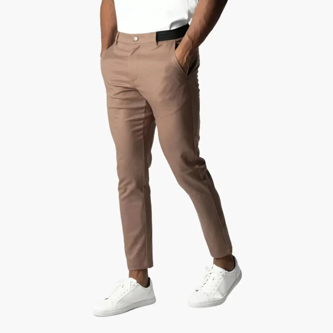 Pantaloni chino da uomo elastici con cintura e gamba dritta