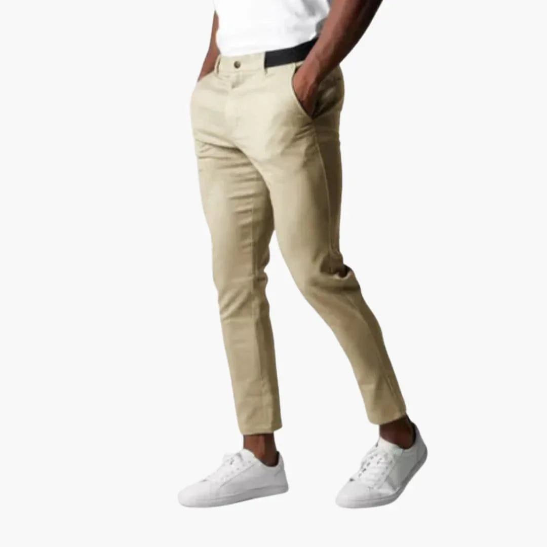Pantaloni chino da uomo elastici con cintura e gamba dritta
