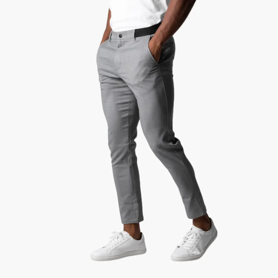 Pantaloni chino da uomo elastici con cintura e gamba dritta