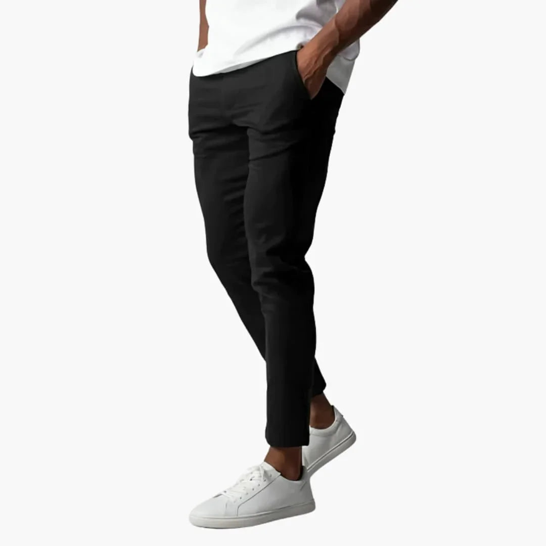 Pantaloni chino da uomo elastici con cintura e gamba dritta