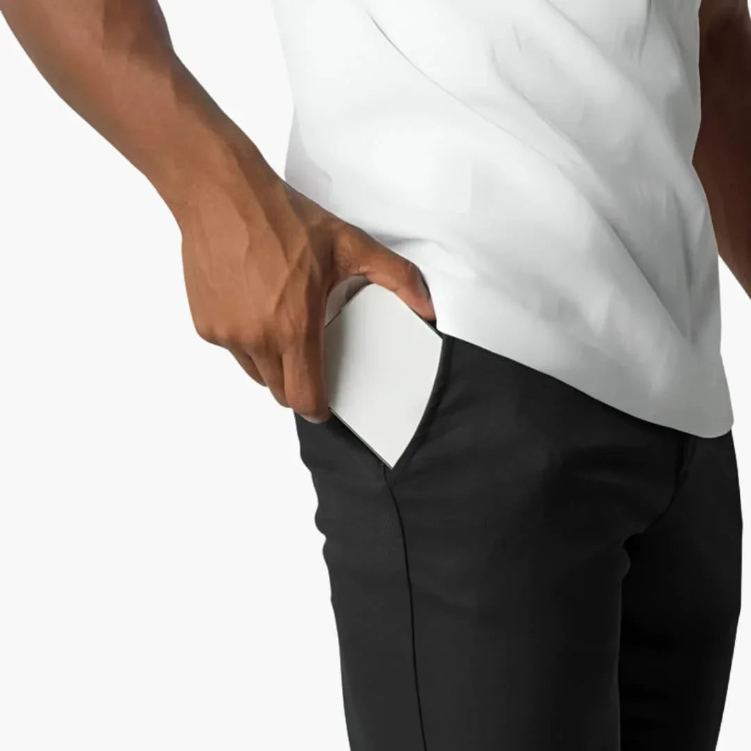 Pantaloni chino da uomo elastici con cintura e gamba dritta
