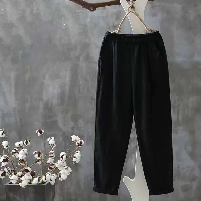 Pantaloni classici in lino con vita elasticizzata, comodi e versatili