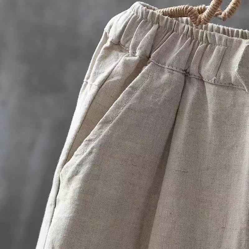 Pantaloni classici in lino con vita elasticizzata, comodi e versatili