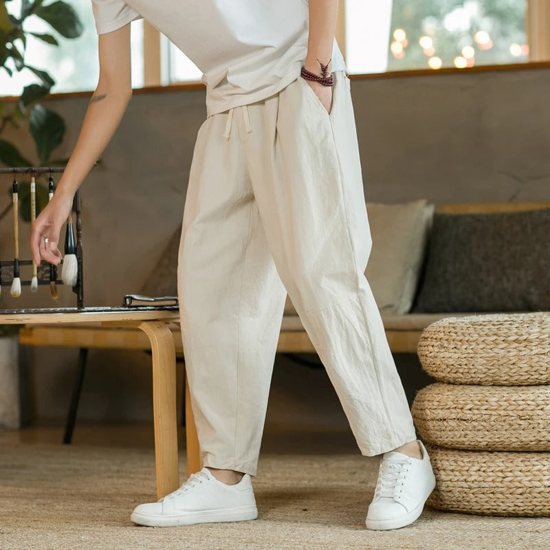 Pantaloni corti da uomo morbidi con coulisse