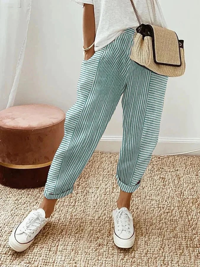 Pantaloni cropped da donna comodi a righe