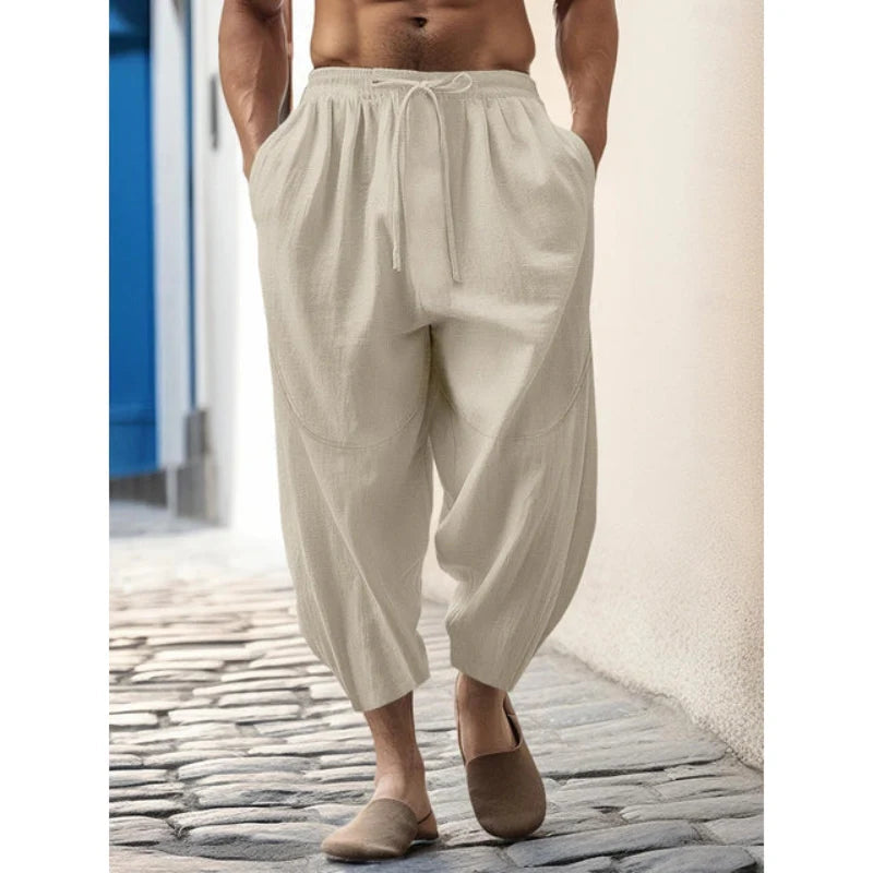Pantaloni cropped da uomo con coulisse