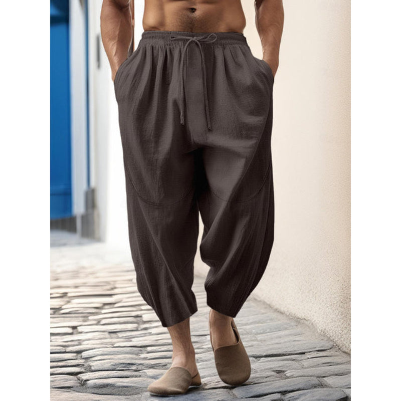 Pantaloni cropped da uomo con coulisse
