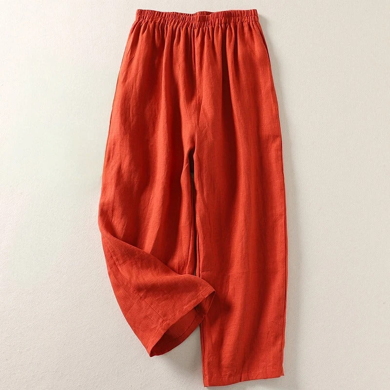 Pantaloni da donna a gamba larga con vita elasticizzata
