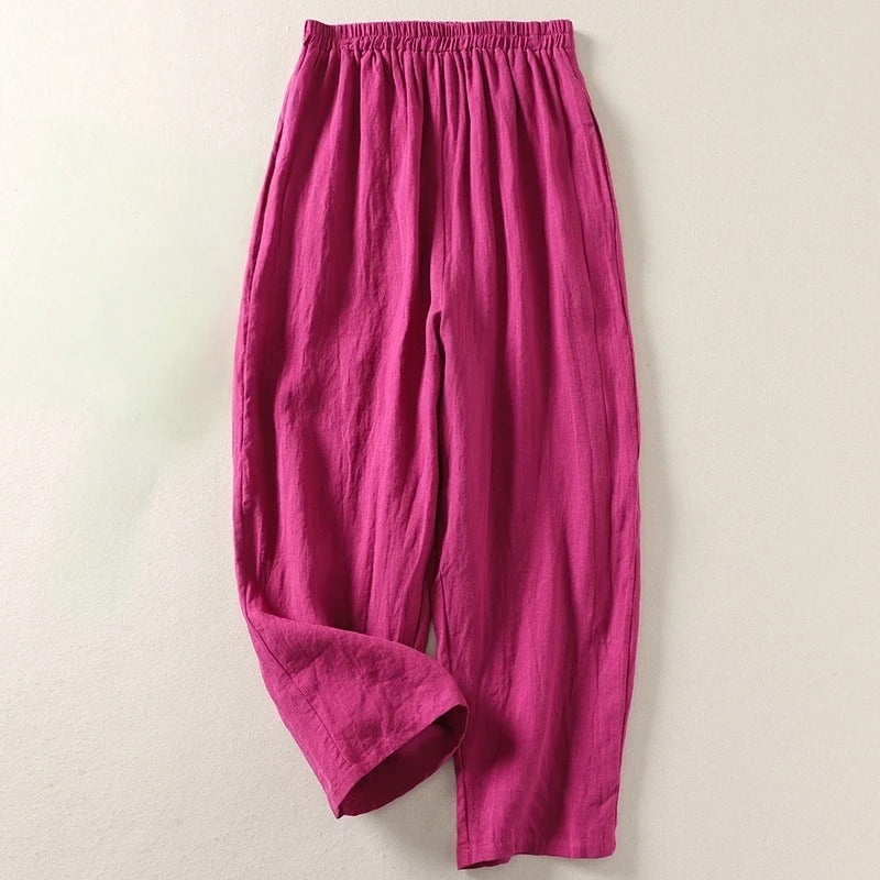 Pantaloni da donna a gamba larga con vita elasticizzata