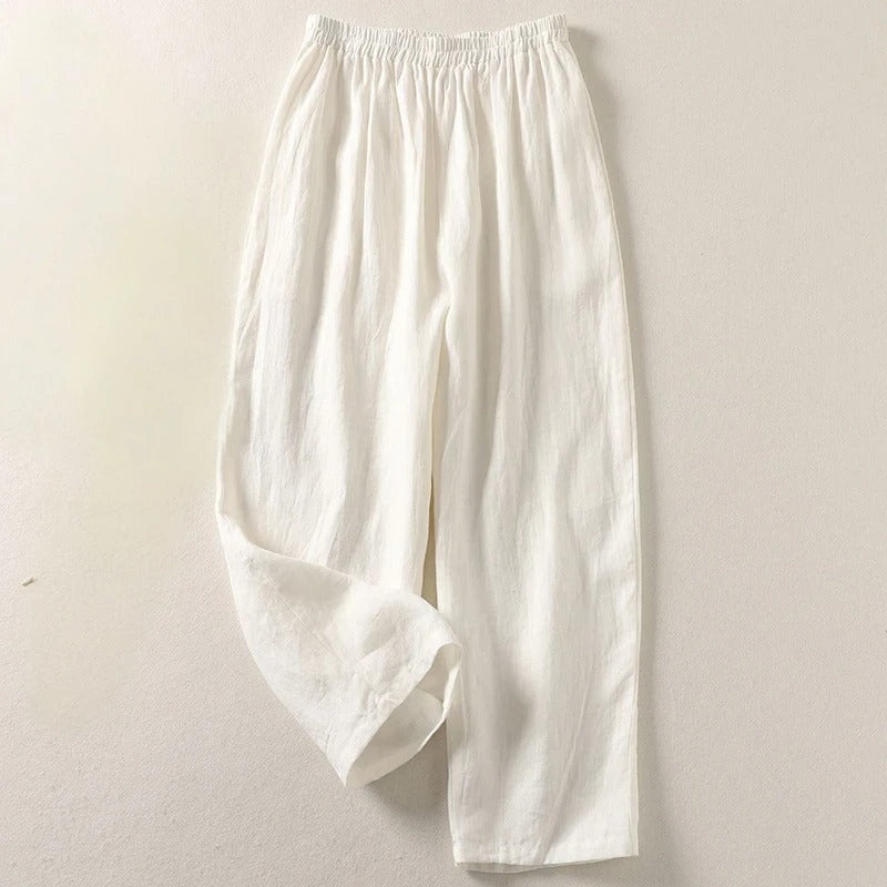 Pantaloni da donna a gamba larga con vita elasticizzata