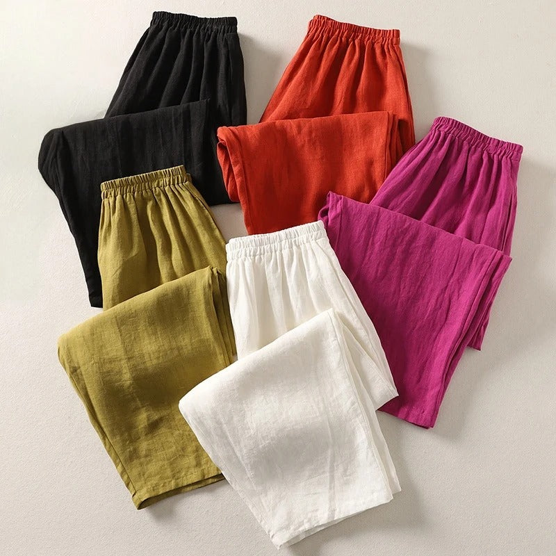 Pantaloni da donna a gamba larga con vita elasticizzata