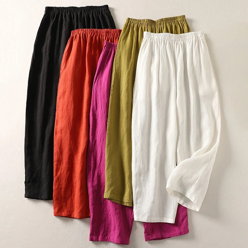Pantaloni da donna a gamba larga con vita elasticizzata