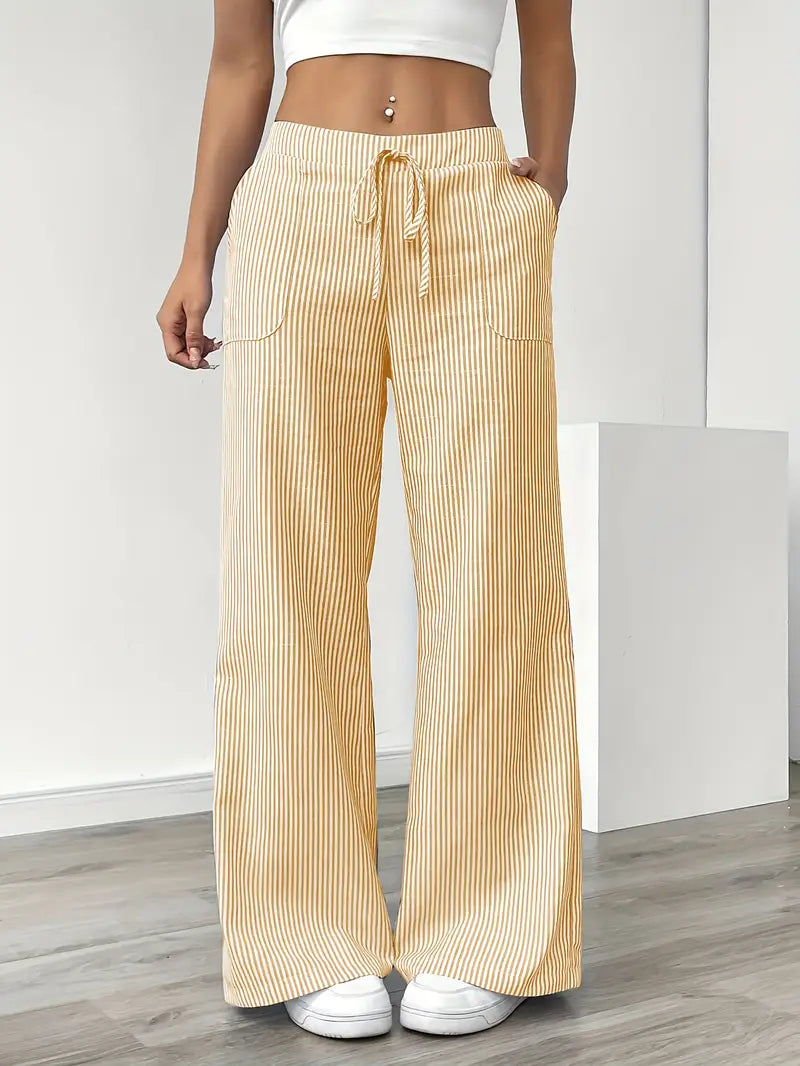 Pantaloni da donna a righe a gamba ampia
