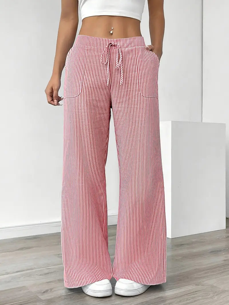 Pantaloni da donna a righe a gamba ampia