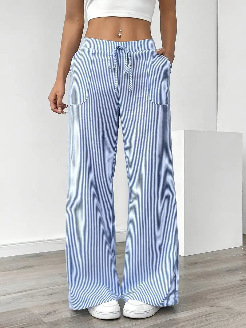 Pantaloni da donna a righe a gamba ampia