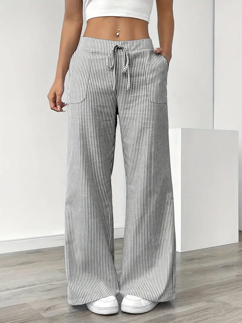 Pantaloni da donna a righe a gamba ampia