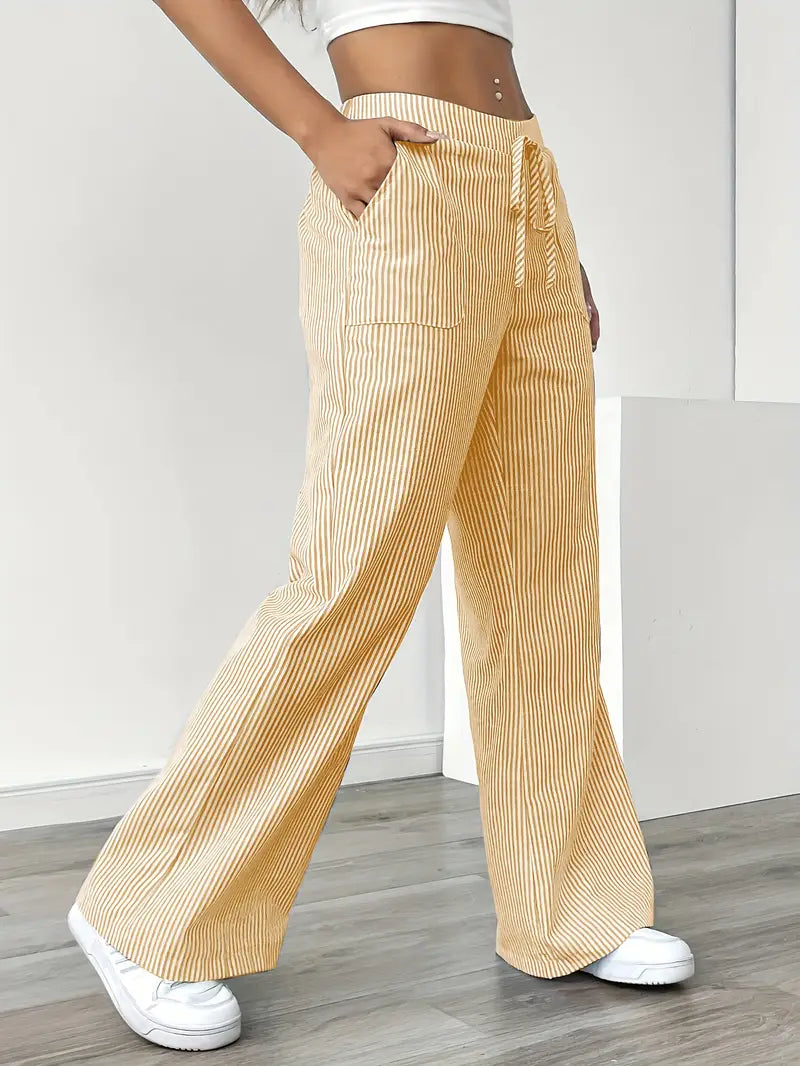 Pantaloni da donna a righe a gamba ampia