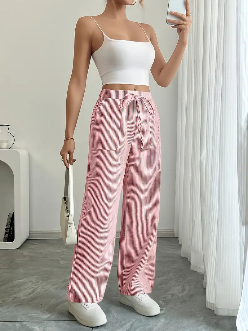 Pantaloni da donna a righe a gamba ampia