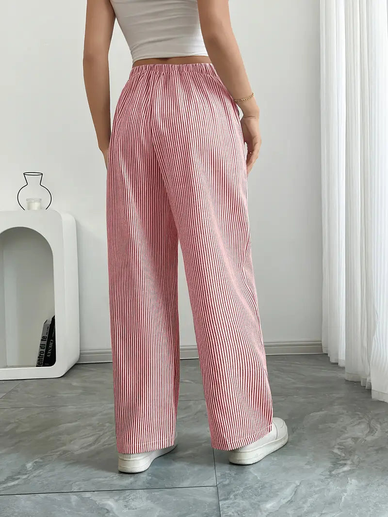 Pantaloni da donna a righe a gamba ampia