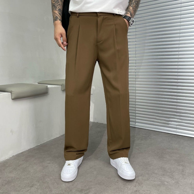 Pantaloni da uomo a gamba larga con pinces
