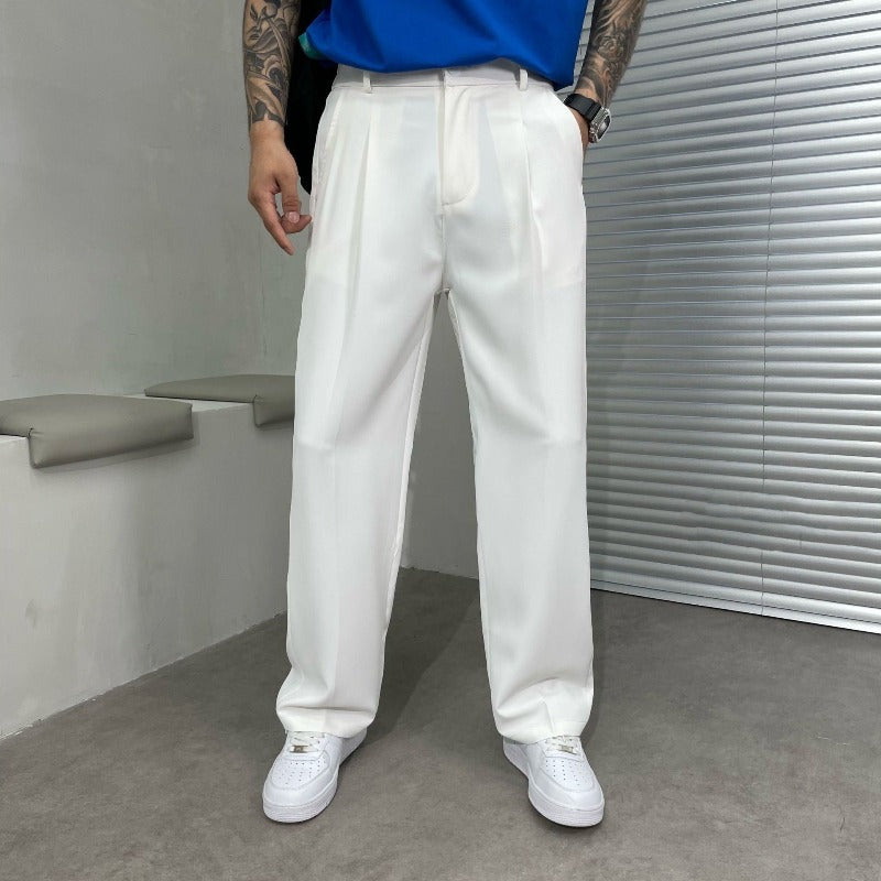Pantaloni da uomo a gamba larga con pinces