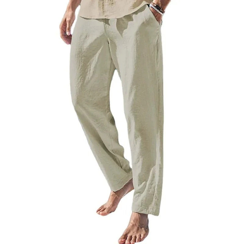 Pantaloni da uomo in cotone e lino
