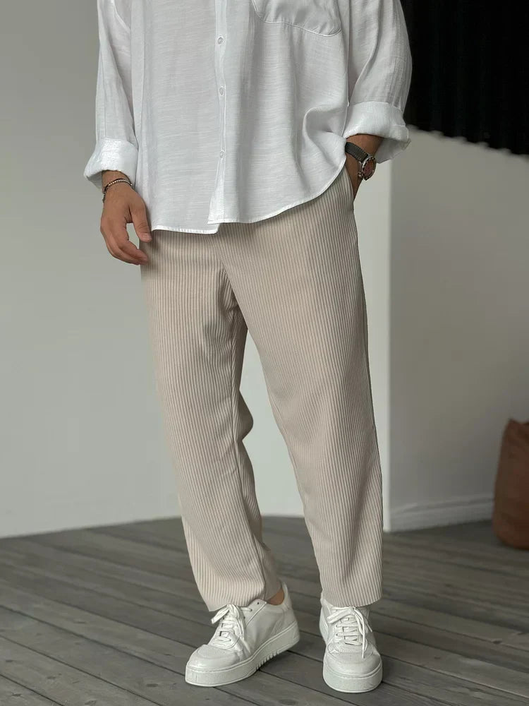 Pantaloni da Uomo Plissé a Gamba Larga