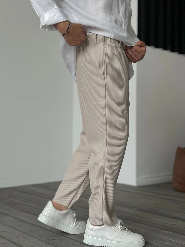 Pantaloni da Uomo Plissé a Gamba Larga