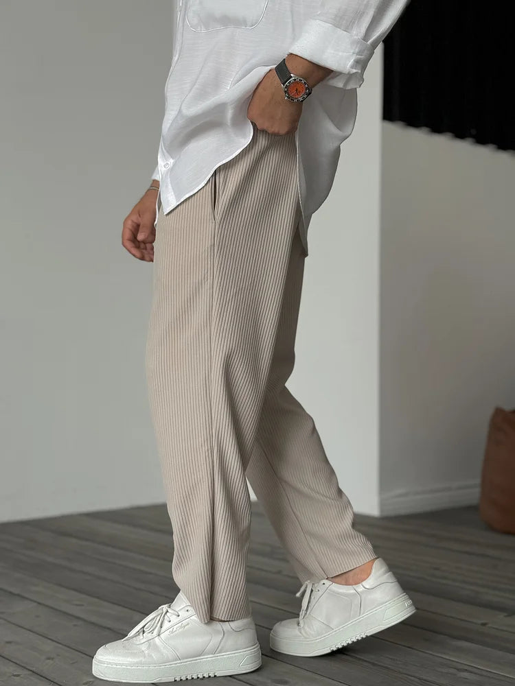 Pantaloni da Uomo Plissé a Gamba Larga