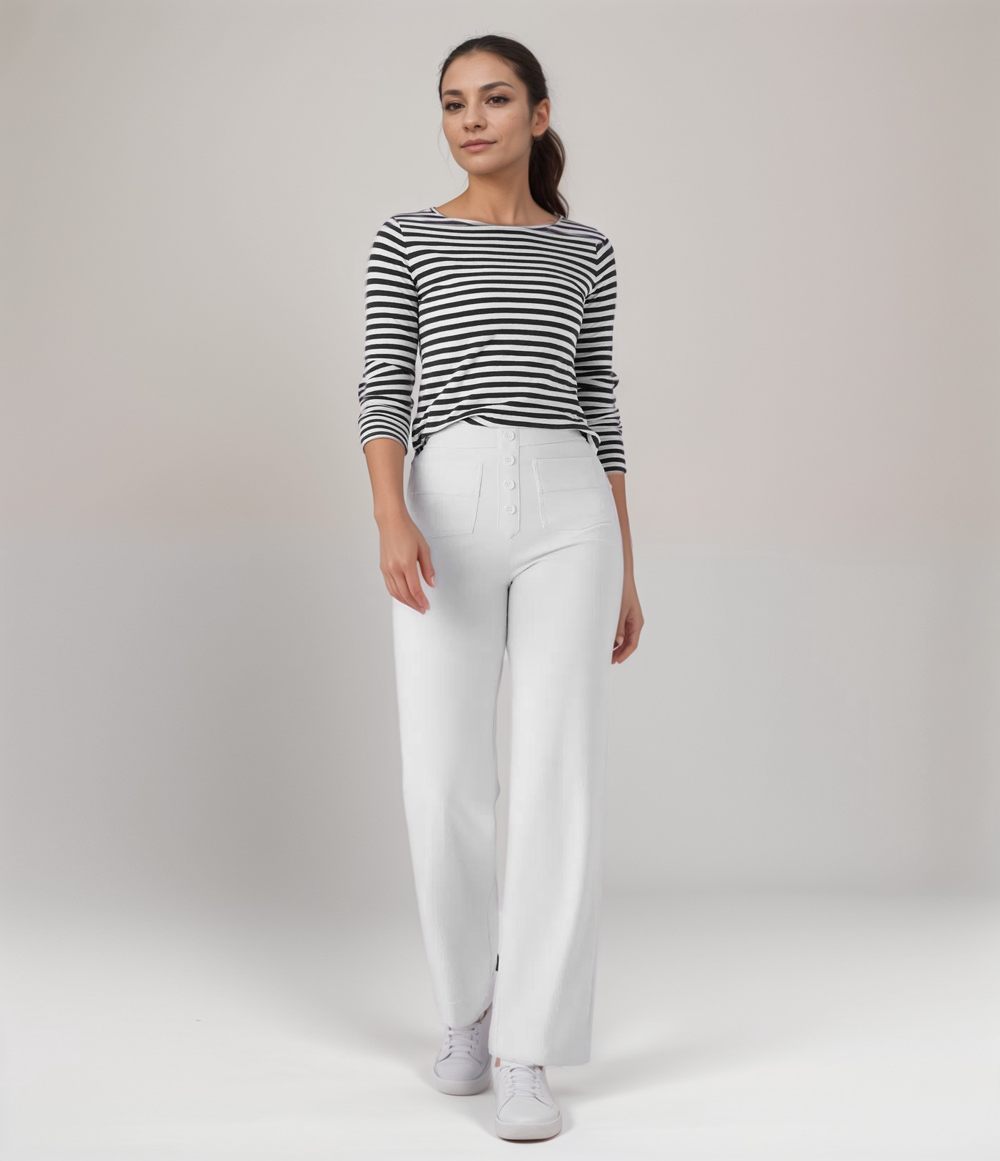 Pantaloni elastici da donna a vita alta in tessuto morbido