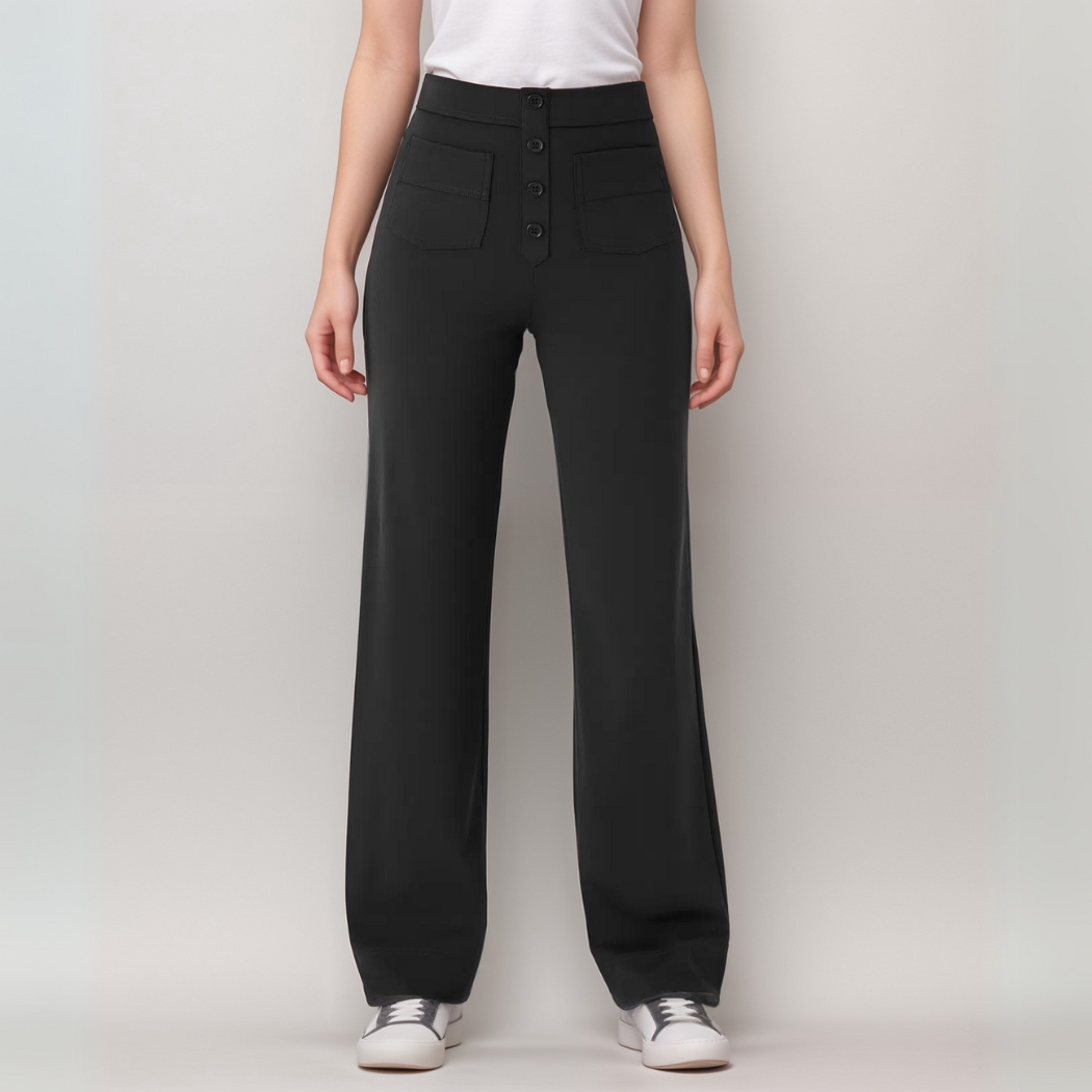 Pantaloni elastici da donna a vita alta in tessuto morbido