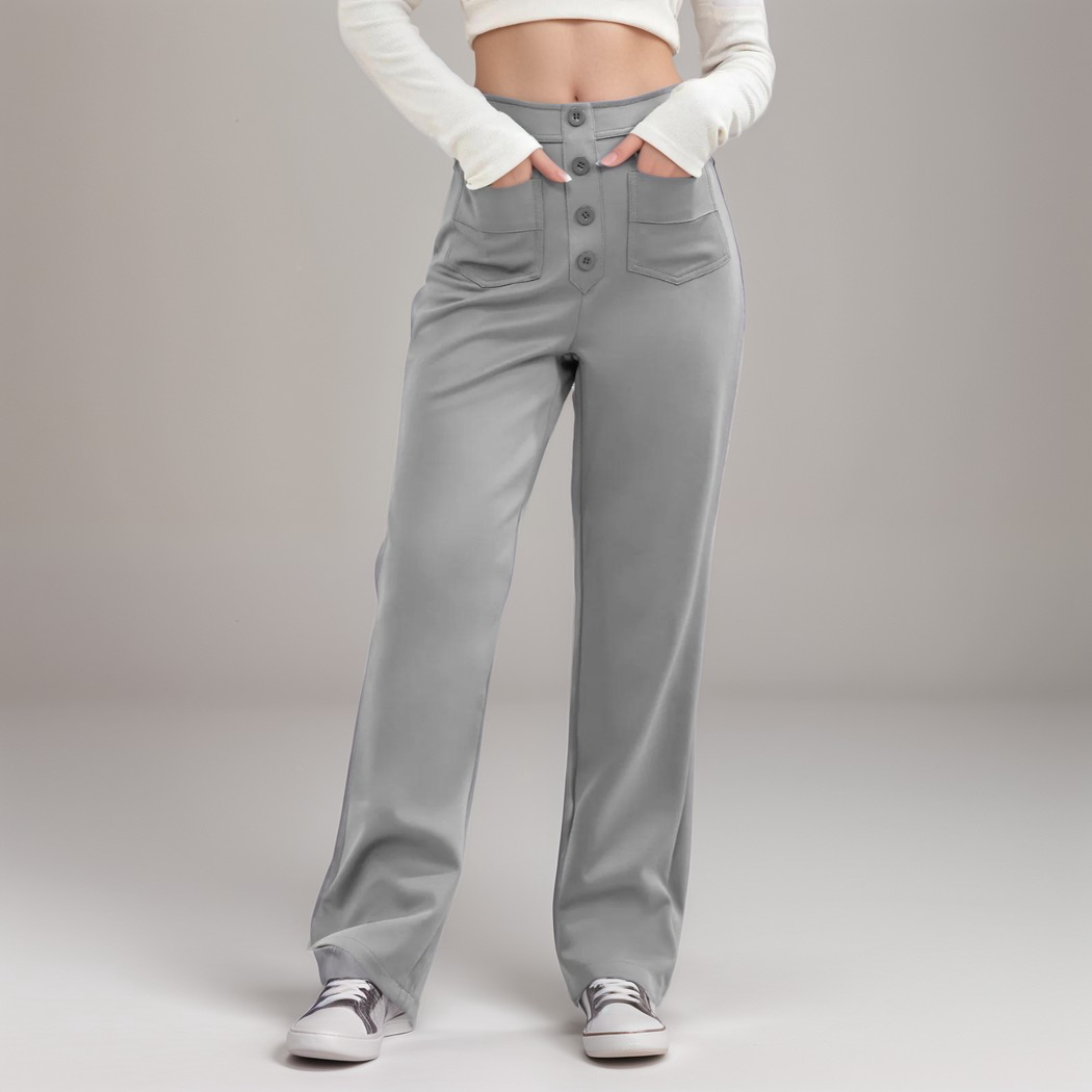 Pantaloni elastici da donna a vita alta in tessuto morbido