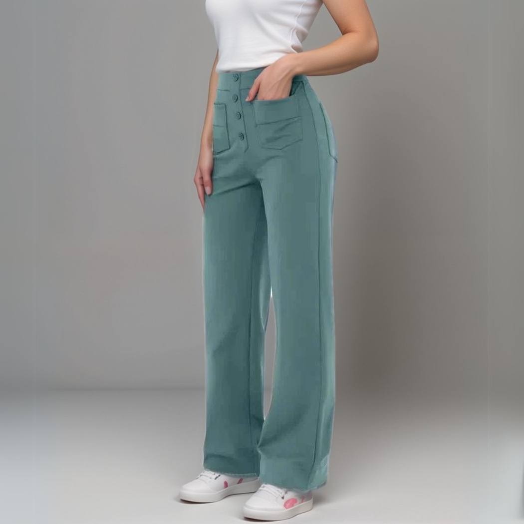 Pantaloni elastici da donna a vita alta in tessuto morbido