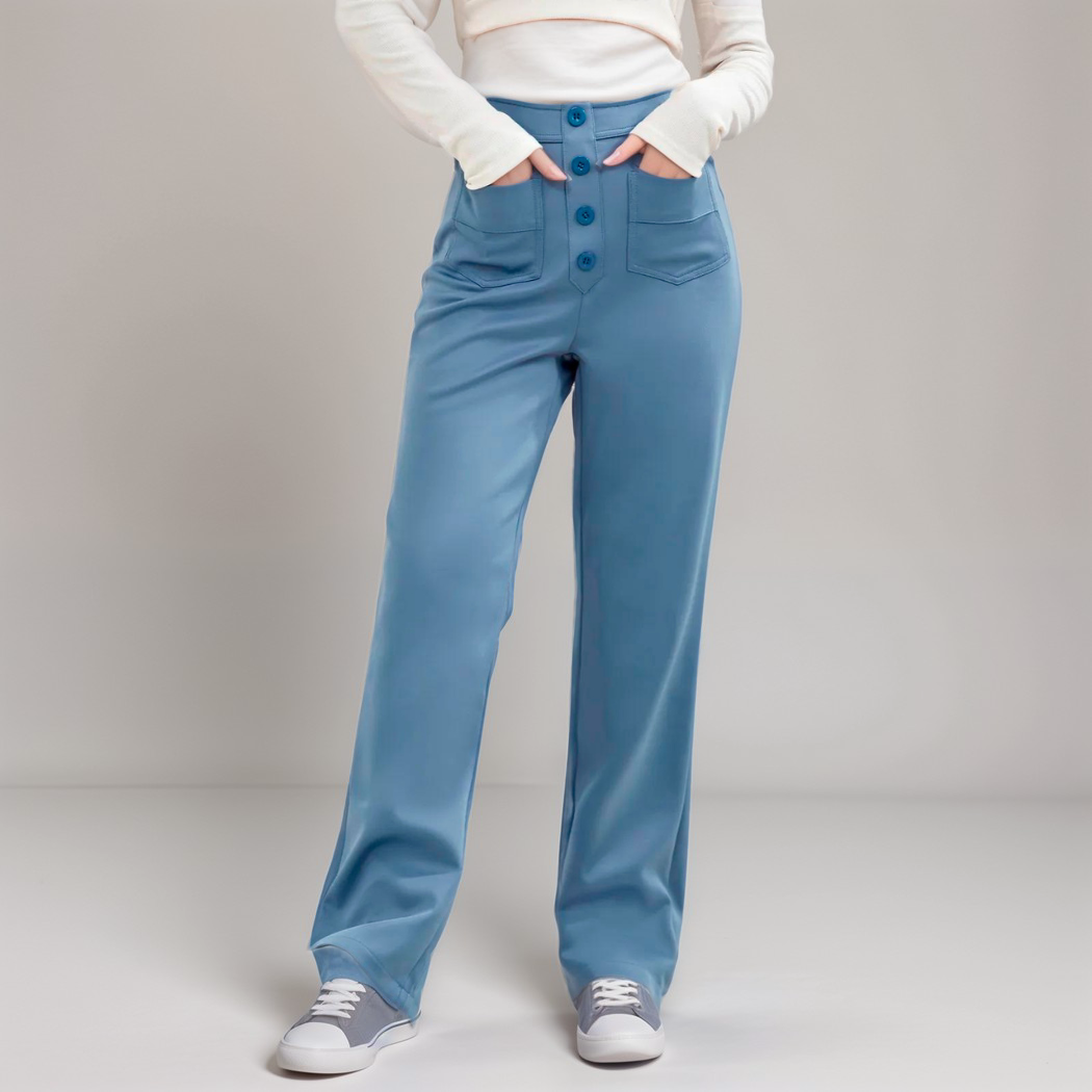 Pantaloni elastici da donna a vita alta in tessuto morbido