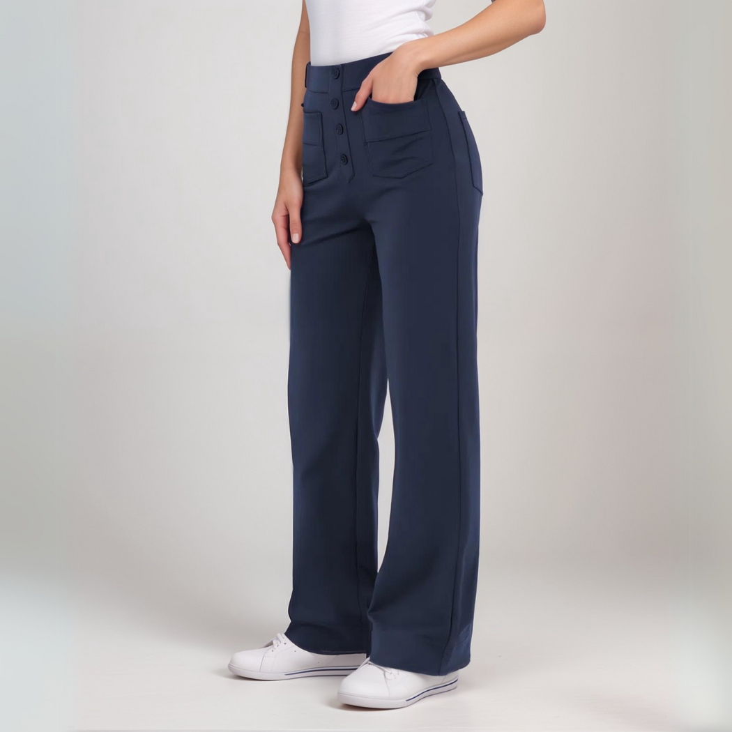 Pantaloni elastici da donna a vita alta in tessuto morbido