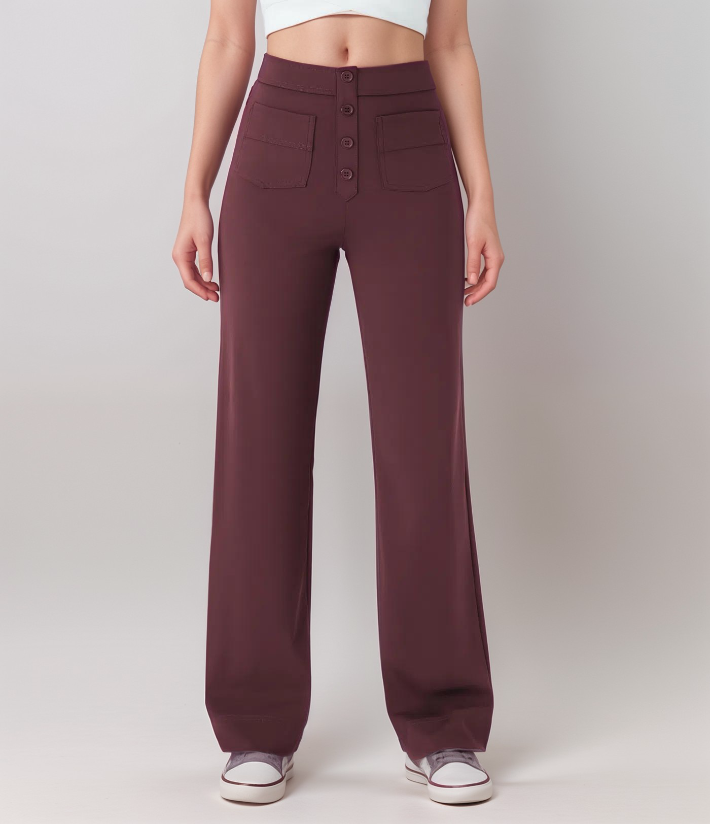 Pantaloni elastici da donna a vita alta in tessuto morbido