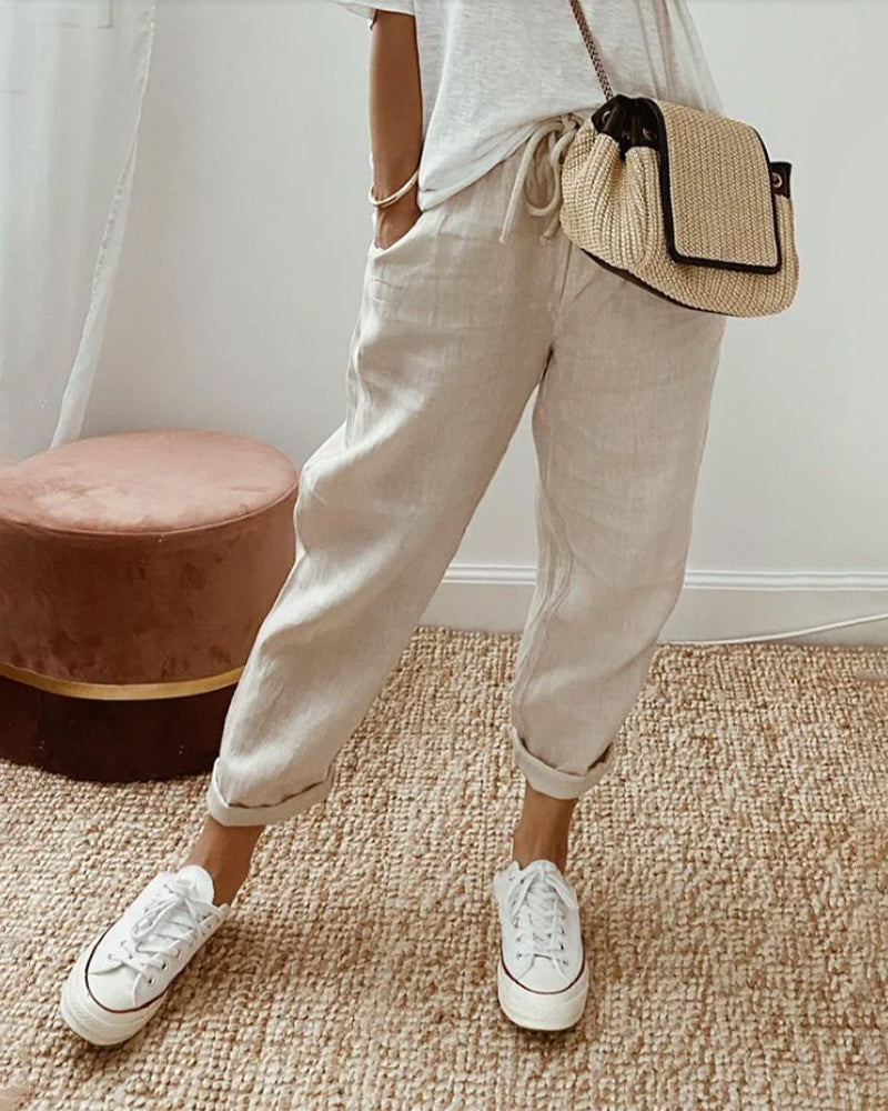 Pantaloni Eleganti di Lusso a Vita Alta Traspiranti e Antisudore