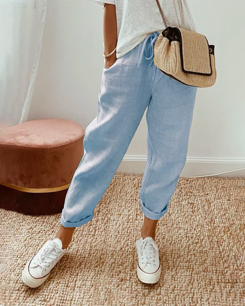 Pantaloni Eleganti di Lusso a Vita Alta Traspiranti e Antisudore