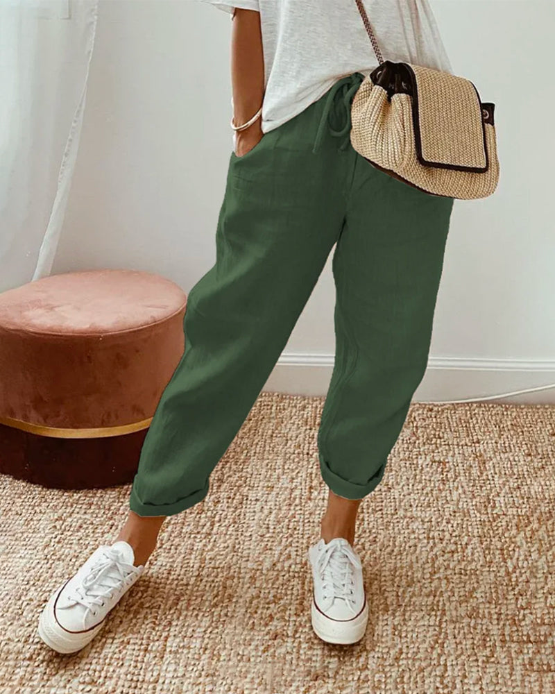 Pantaloni Eleganti di Lusso a Vita Alta Traspiranti e Antisudore