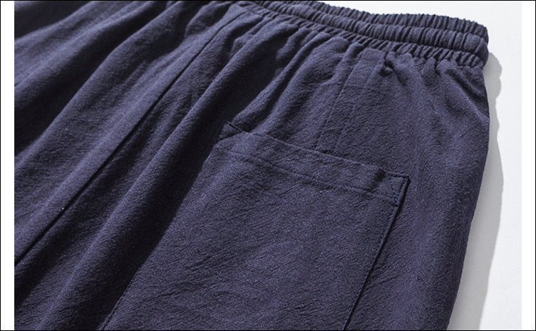 Pantaloni harem in cotone e lino