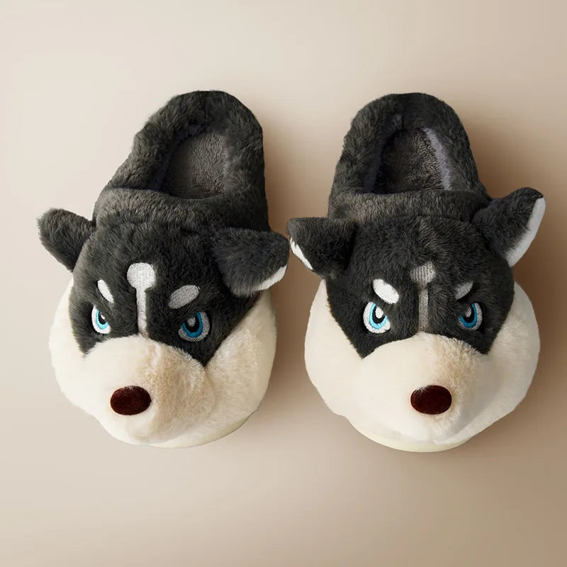 Pantofole da casa in peluche Husky – Per calore e allegria a casa