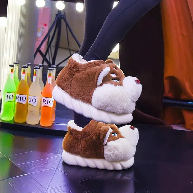 Pantofole da casa in peluche Husky – Per calore e allegria a casa