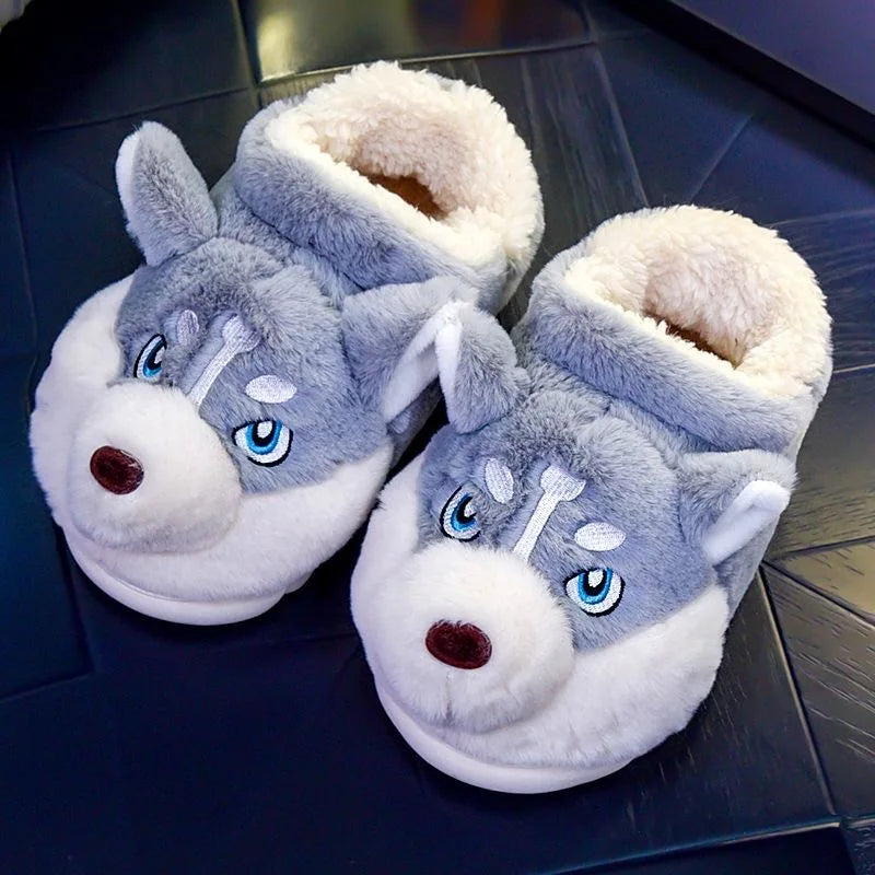 Pantofole da casa in peluche Husky – Per calore e allegria a casa