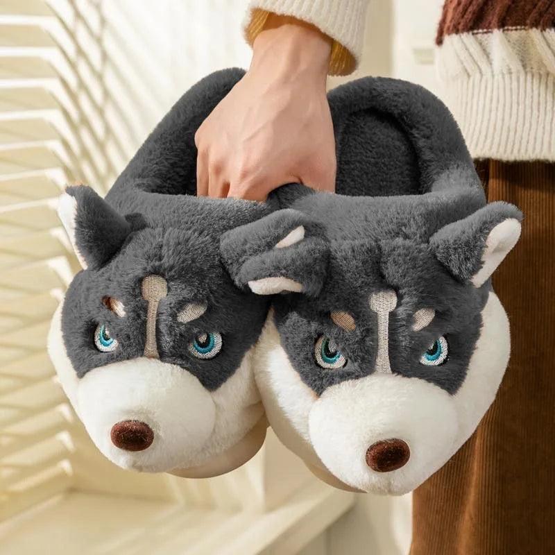 Pantofole da casa in peluche Husky – Per calore e allegria a casa