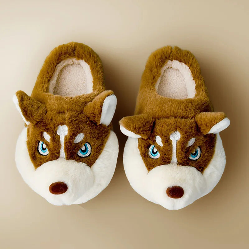 Pantofole da casa in peluche Husky – Per calore e allegria a casa