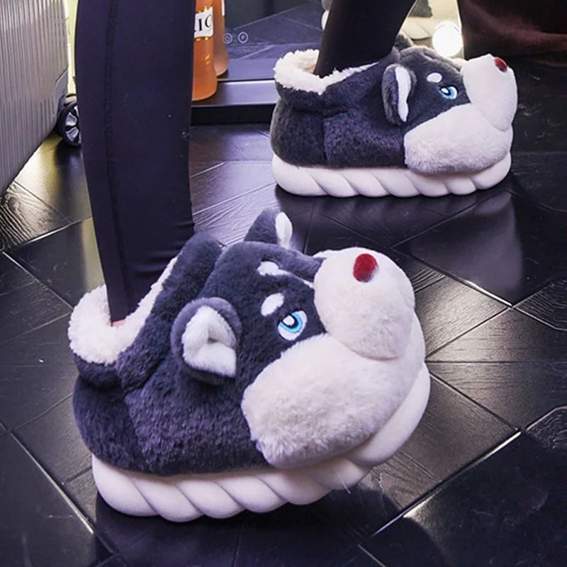 Pantofole da casa in peluche Husky – Per calore e allegria a casa