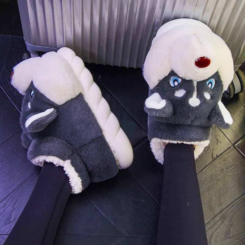 Pantofole da casa in peluche Husky – Per calore e allegria a casa