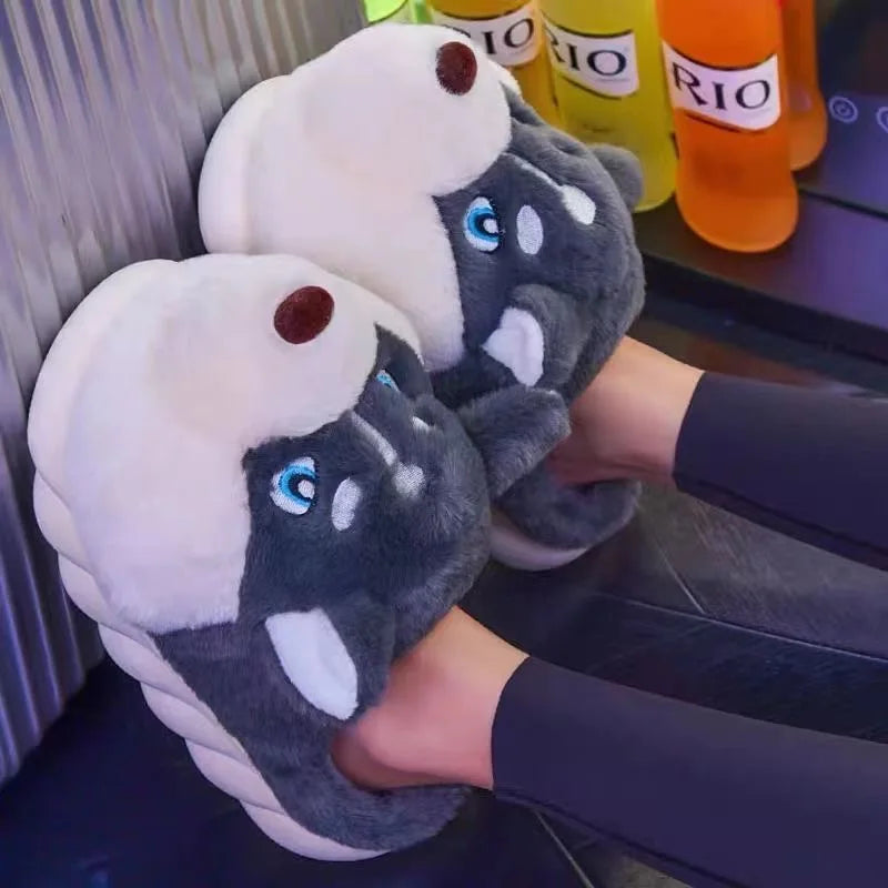 Pantofole da casa in peluche Husky – Per calore e allegria a casa