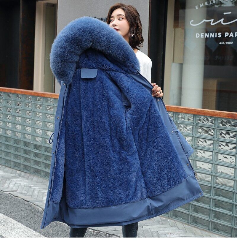 Parka da donna con cappuccio e collo in pelliccia